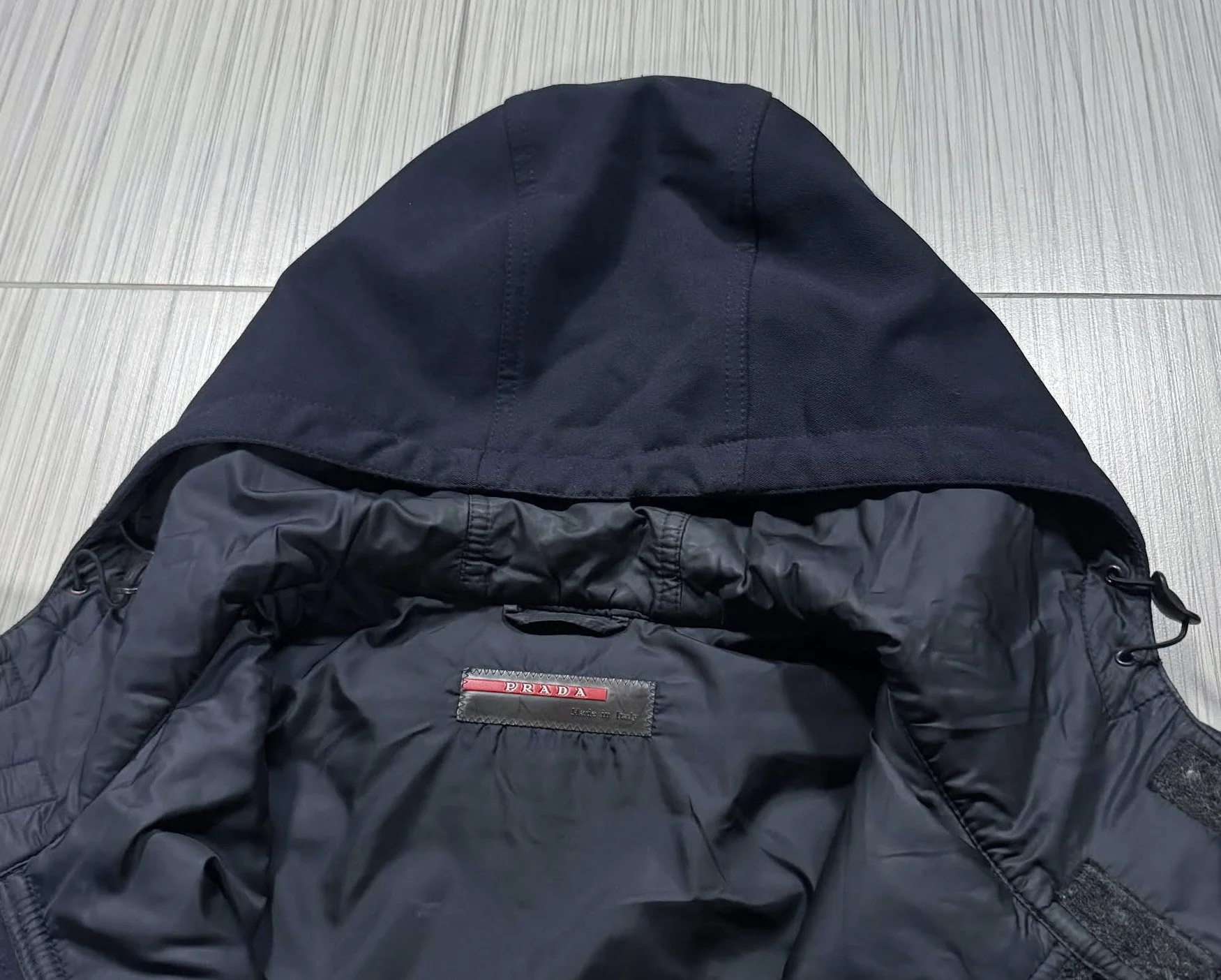 Vintage Prada Navy Hooded Jacket (Size XL) — RootsBK